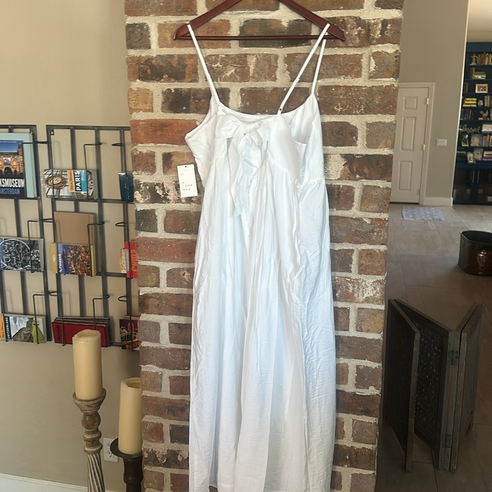 121 A new day white lined maxi dress bow sz XL NWT - Picture 3 of 4